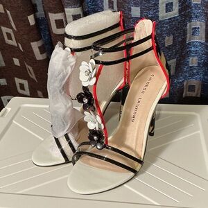 Chinese Laundry Black and White Heels with Red Trim